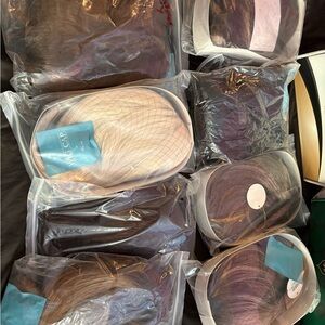 Lot of Assorted Brand New wigs basic hard caps and 2 t part Brown, Blonde, Black